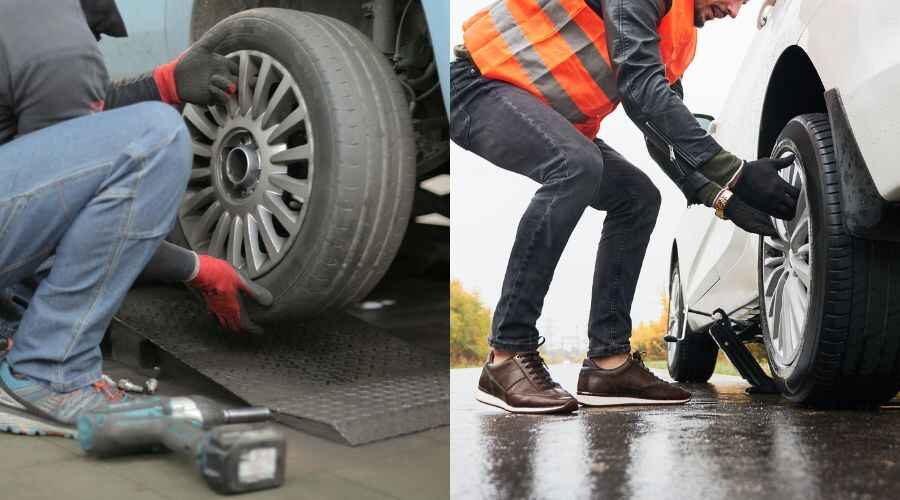 Remove the Flat Tire & Mount the Spare Tire Remove the Flat Tire & Mount the Spare Tire